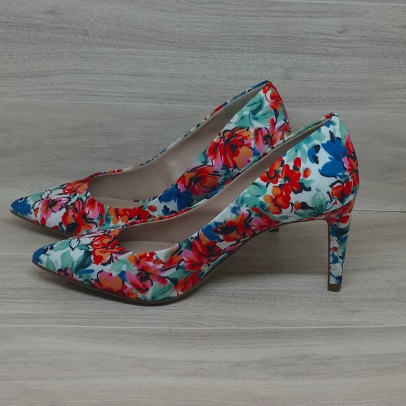 Kelly & Katie High Heels Women's Floral Pointed Pumps Multicolor Slip on Size 5M - Picture 1 of 13